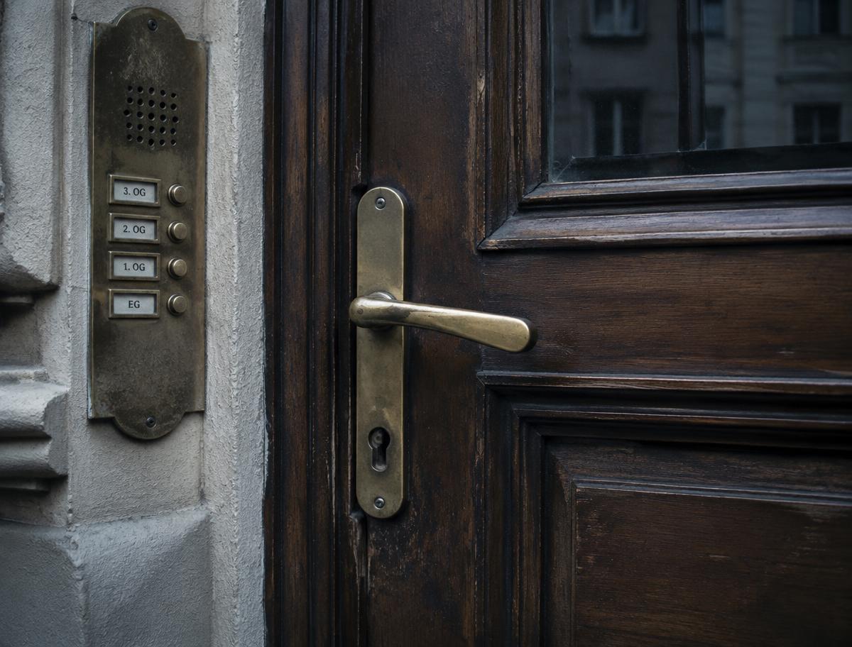Hauseingang mit Klingeltableau in einem Leipziger Altbau
